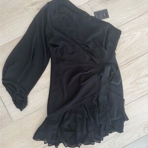 REVOLVE Black Long Sleeve Ruffle Dress